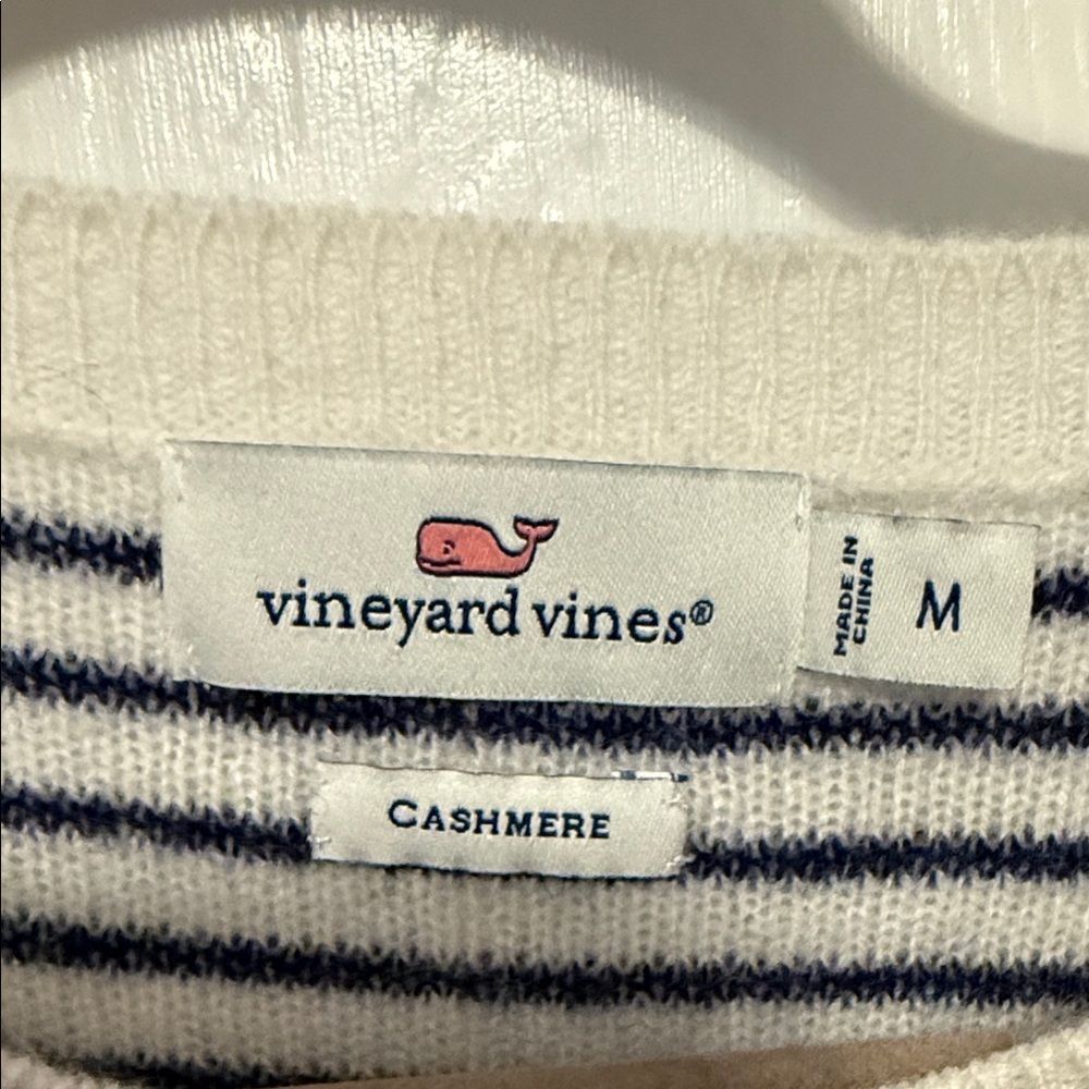 Vineyard Vines Cashmere Striped Sweater in Navy and White - Picture 2 of 3